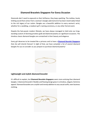 Diamond Bracelets Singapore For Every Occasion