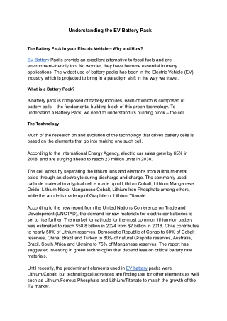 Understanding the EV Battery Pack