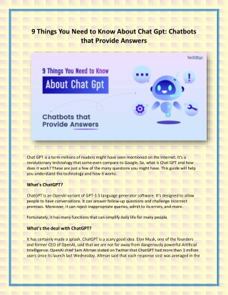 9 Things You Need to Know About Chat Gpt Chatbots that Provide Answers