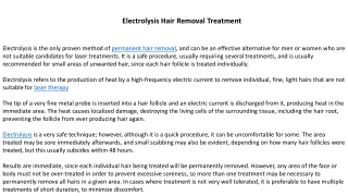 Electrolysis Hair Removal Treatment