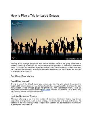 How to Plan a Trip for Large Groups