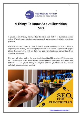 4 Things to Know About Electrician SEO