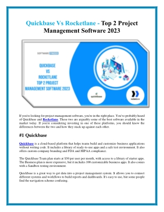 Quickbase vs Rocketlane - Top 2 Project Management Software 2023
