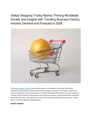 Global Shopping Trolley Market Thriving Worldwide Growth and Insights with Trend