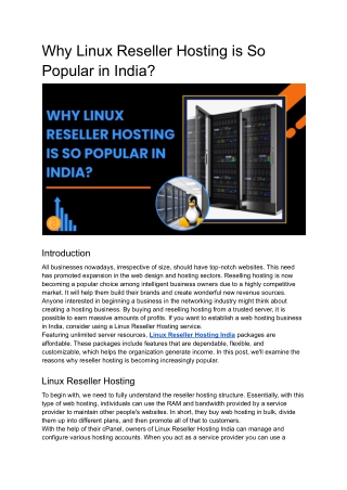 Why Linux Reseller Hosting is So Popular in India_