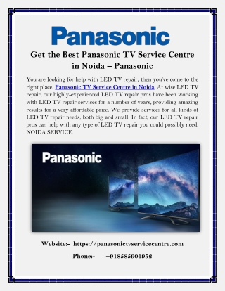 Get the Best Panasonic TV Service Centre in Noida