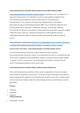 Immunohistochemistry Transmitter Markers Market Share & SWOT Analysis by 2029