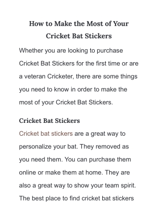 How to Make the Most of Your Cricket Bat Stickers