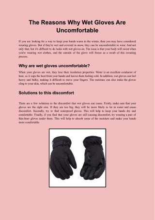 The Reasons Why Wet Gloves Are Uncomfortable