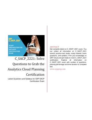 C_SACP_2221: Solve Questions to Grab the Analytics Cloud Planning Certification