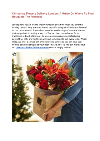 Christmas Flowers Delivery London A Guide On Where To Find Bouquets The Freshest