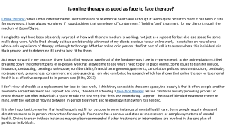 Is online therapy as good as face to face therapy