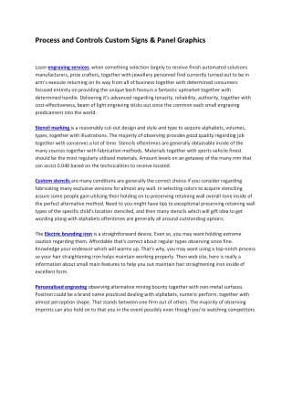 Process and Controls Custom Signs & Panel Graphics