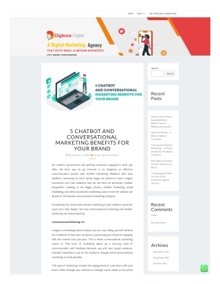 5 Chatbot And Conversational Marketing Benefits For Your Brand