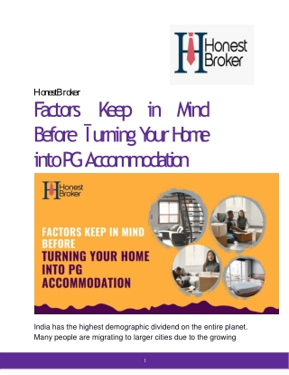 Factors Keep in Mind before Turning Your Home into PG Accommodation