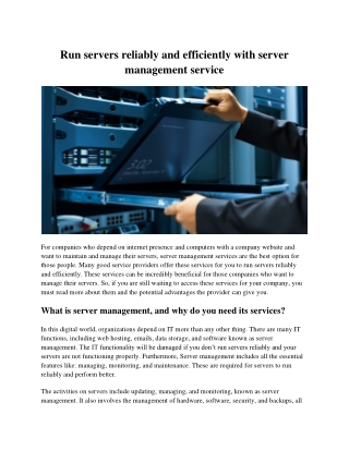 Run servers reliably and efficiently with server management service