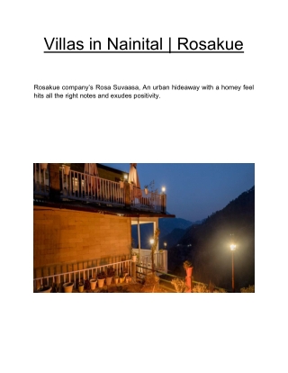 Villas in Nainital  | Rosakue