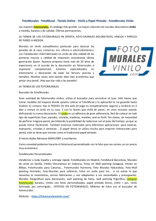 FotoMurales - FotoMural - Tienda Online - Vinilo y Papel Pintado - FotoMurales