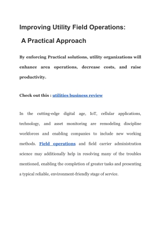 Improving Utility Field Operations