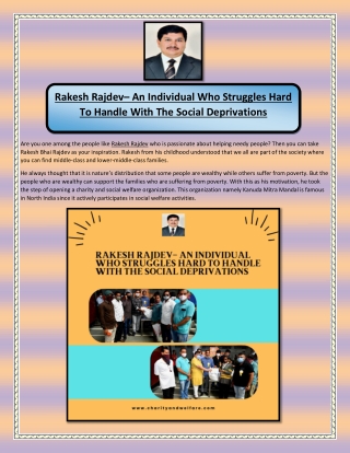 Rakesh Rajdev– An Individual Who Struggles Hard To Handle With The Social Deprivations