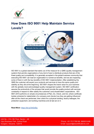 How Does ISO 9001 Help Maintain Service Levels