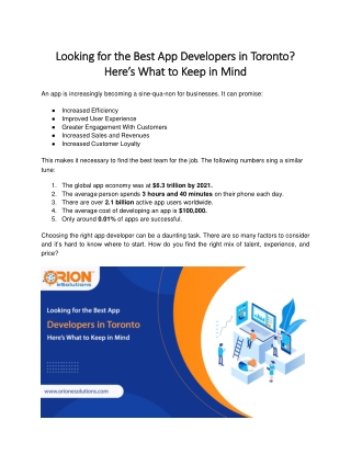 Looking for the Best App Developers in Toronto