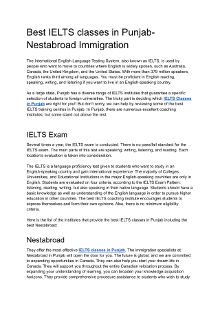 Best IELTS classes in Punjab- Nestabroad Immigration