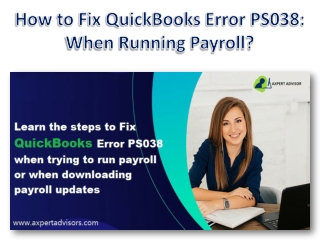 Fix QuickBooks Error PS038 When Running Payroll