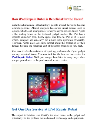 How iPad Repair Dubai is Beneficial for the Users?