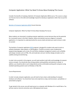 Computer Application (bca) Course Semester Wise