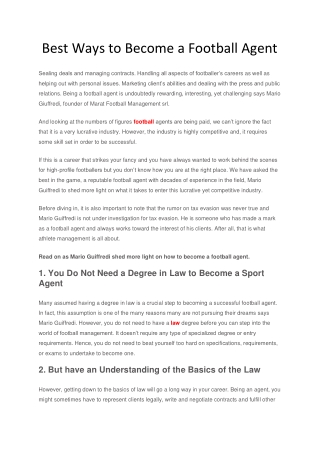 Best Ways to Become a Football Agent