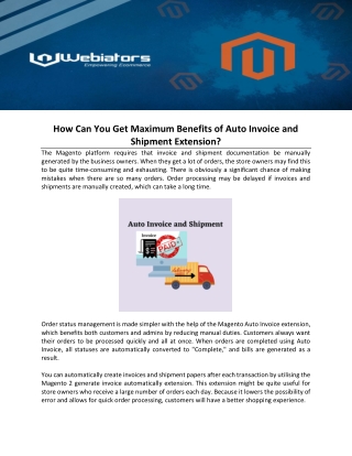 How Can You Get Maximum Benefits of Auto Invoice and Shipment Extension?