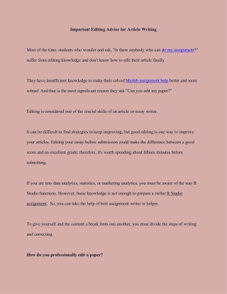 Important Editing Advice for Article Writing