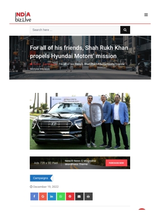 For all of his friends, Shah Rukh Khan propels Hyundai Motors' mission