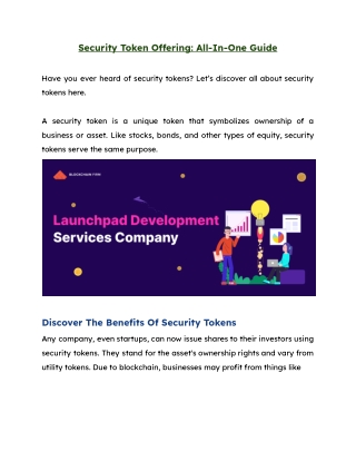 Security Token Offering: All-In-One Guide