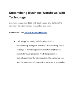 Streamlining Business Workflows With Technology