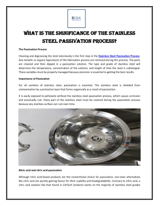 What Is The Significance of the Stainless Steel Passivation Process