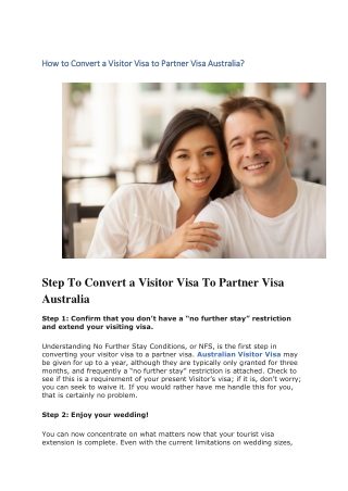 How to Convert a Visitor Visa to Partner Visa Australia?