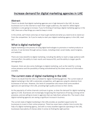 Increase demand for digital marketing agencies in UAE