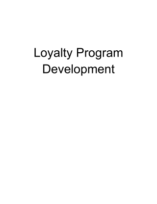 Loyalty Program Development