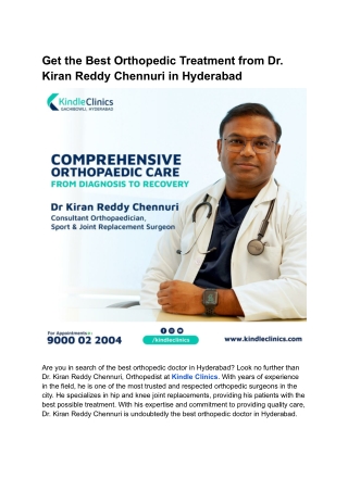 Dr. Kiran Reddy Orthopedist | Best Orthopedic Hospitals in Hyderabad