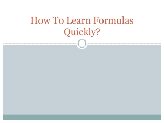 How To Learn Formulas Quickly