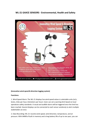 WL-21 GAXCE SENSORS - Environmental, Health and Safety