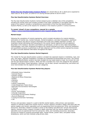 Global Flue Gas Desulfurization Systems Market