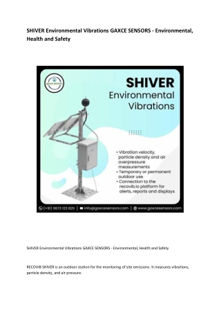 SHIVER Environmental Vibrations GAXCE SENSORS - Environmental, Health and Safety