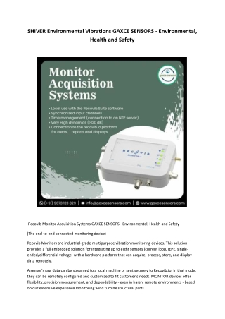 SHIVER Environmental Vibrations GAXCE SENSORS