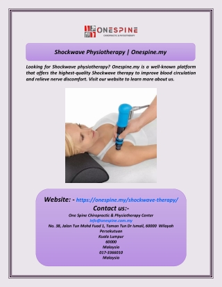 Shockwave Physiotherapy | Onespine.my