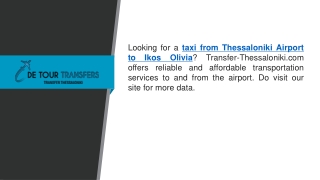 Taxi From Thessaloniki Airport To Ikos Olivia   Transfer-thessaloniki.com