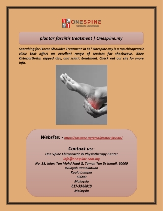 plantar fasciitis treatment Onespine.my