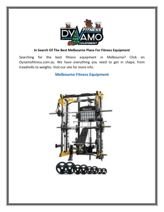 In Search Of The Best Melbourne Place For Fitness Equipment